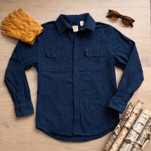 Timberland Men’s Classic Fit Chamois Workshirt Deep Navy Indigo Button-Up Cotton